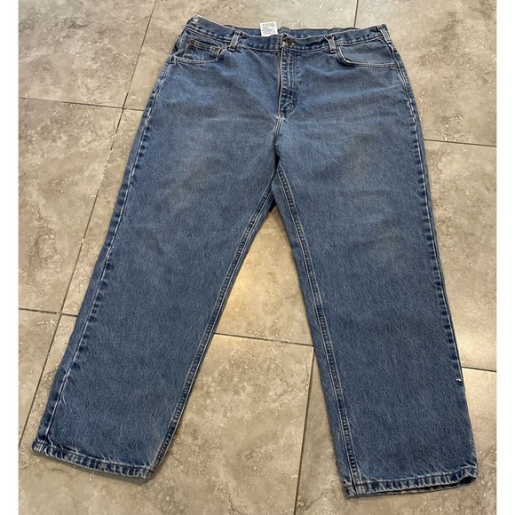 Carhartt Jeans Medium Wash Blue Denim Relaxed Fit 5 Pocket Men’s 42 x 30 - Picture 2 of 8